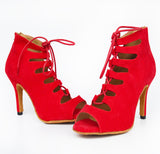 Red Latin Dance Shoes | Suede Sole Salsa Dancing Shoes | Velvet Women's Dance Shoes | Danceshoesmart