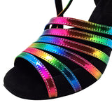 Women Dance Shoes | Rainbow Latin Salsa Shoes | Ballroom Dance Shoes Discount