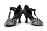 <transcy>Zapatos de baile latino para mujer | Zapatos de salsa de salón de diamantes de imitación | Tacón personalizado | Danceshoesmart</transcy>
