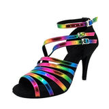 <transcy>Женская танцевальная обувь | Радужная обувь для латинской сальсы | Скидка на обувь для бальных танцев</transcy>