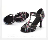 <transcy>Zapatos de baile latino | Zapatos de baile de salón para mujer | Zapatos de salsa negros con diamantes de imitación | Danceshoesmart</transcy>