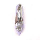 Lady Fashion Comfortable Pumps Women Party Wedding High Heel Shoes Purple White