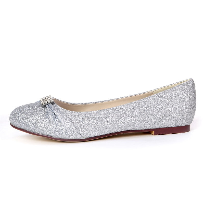 Women's Sparkling Glitter Rhinestone Flat Heel Flats Girls Low Heel Shoes