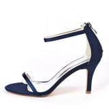 Women's Satin Stiletto Heel Open Toe Sandals With Chain Pumps
