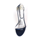 Women's Satin Stiletto Heel Open Toe Sandals With Chain Pumps