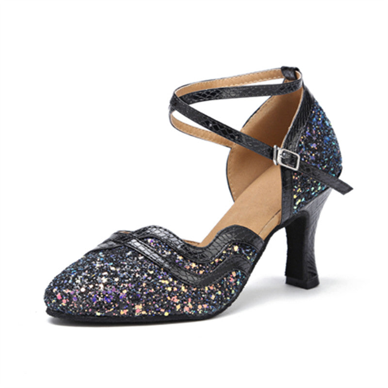 <transcy>Zapatos de danza moderna | Zapatos de baile de salón latino para mujer | Suela de ante con purpurina | Danceshoesmart</transcy>