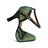 <transcy>Блестящие женские туфли для латинских танцев Обувь для бальных танцев с закрытым носком Обувь для сальсы</transcy>