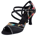 Rhinestone Latin Dance Shoes | Satin Ballroom Dancing Shoes | Women's Salsa Shoes | Danceshoesmart