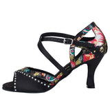 Rhinestone Latin Dance Shoes | Satin Ballroom Dancing Shoes | Women's Salsa Shoes | Danceshoesmart
