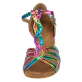 Rainbow PU Latin Dance Shoes Salsa Ballroom Tango Dancing Shoes For Women Girls