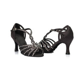 Rhinestone Dance Shoes | Ballroom Latin Salsa Dance Shoes | Satin Customized | Danceshoesmart