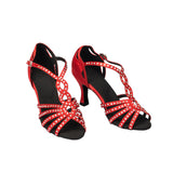 <transcy>Zapatos de baile con diamantes de imitación | Zapatos de baile de salsa latina para salón de baile | Satén Personalizado | Danceshoesmart</transcy>
