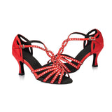 Rhinestone Dance Shoes | Ballroom Latin Salsa Dance Shoes | Satin Customized | Danceshoesmart