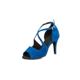 <transcy>Tacones de terciopelo azul | Zapatos de baile latino | Zapatos de baile de salsa de fiesta para mujer | Suela blanda | Danceshoesmart</transcy>