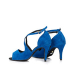 <transcy>Tacones de terciopelo azul | Zapatos de baile latino | Zapatos de baile de salsa de fiesta para mujer | Suela blanda | Danceshoesmart</transcy>