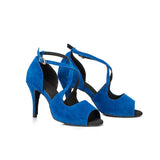 <transcy>Tacones de terciopelo azul | Zapatos de baile latino | Zapatos de baile de salsa de fiesta para mujer | Suela blanda | Danceshoesmart</transcy>