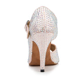 <transcy>Zapatos de baile latino con diamantes de imitación | Zapatos de baile de salón de salsa para mujer | Tacón Rosa Personalizado | Danceshoesmart</transcy>