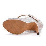 Rhinestone Latin Dance Shoes | Women's Ballroom Salsa Dance Shoes | Pink Customized Heel | Danceshoesmart