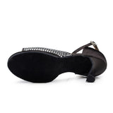 <transcy>Черные атласные танцевальные туфли | Женская обувь для латинских танцев со стразами | Индивидуальная обувь для сальсы | Danceshoesmart</transcy>