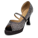 Platform Ladies Dance Shoes | Rhinestone Latin Ballroom Dance Shoes | | Customized Heel | Danceshoesmart