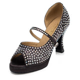 <transcy>Zapatos de baile con plataforma para mujer | Zapatos de baile de salón latino con diamantes de imitación | | Tacón personalizado | Danceshoesmart</transcy>
