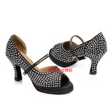 Platform Ladies Dance Shoes | Rhinestone Latin Ballroom Dance Shoes | | Customized Heel | Danceshoesmart