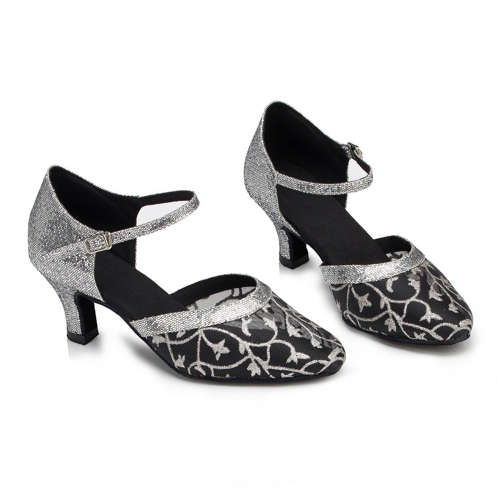 Sequined Women Modern Dance Shoes | Latin Ballroom Salsa Shoes For Ladies | Suede Sole | Danceshoesmart