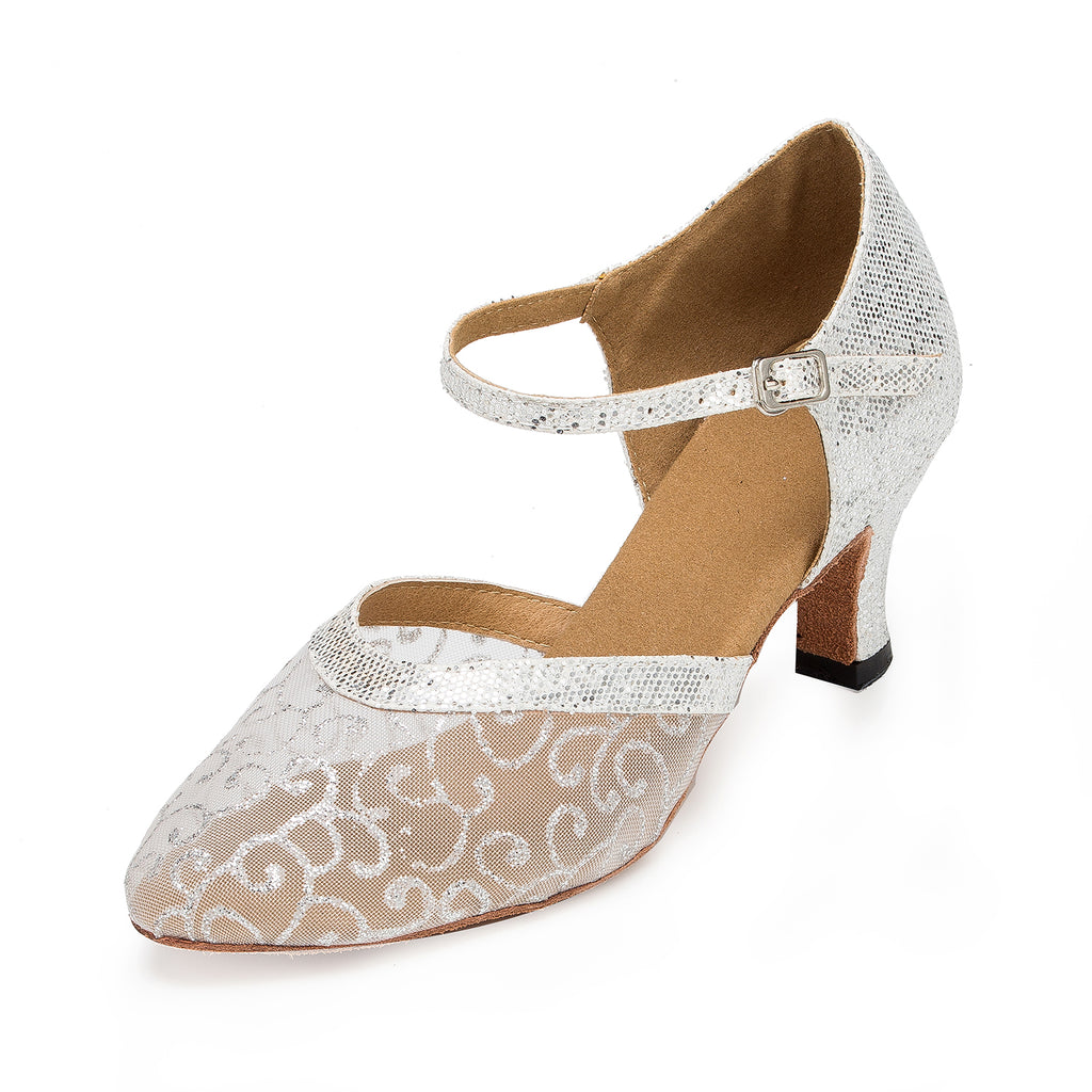Silver Modern Dance Shoes | Transparent Latin Ballroom Dance Shoes | Salsa Shoes | Danceshoesmart