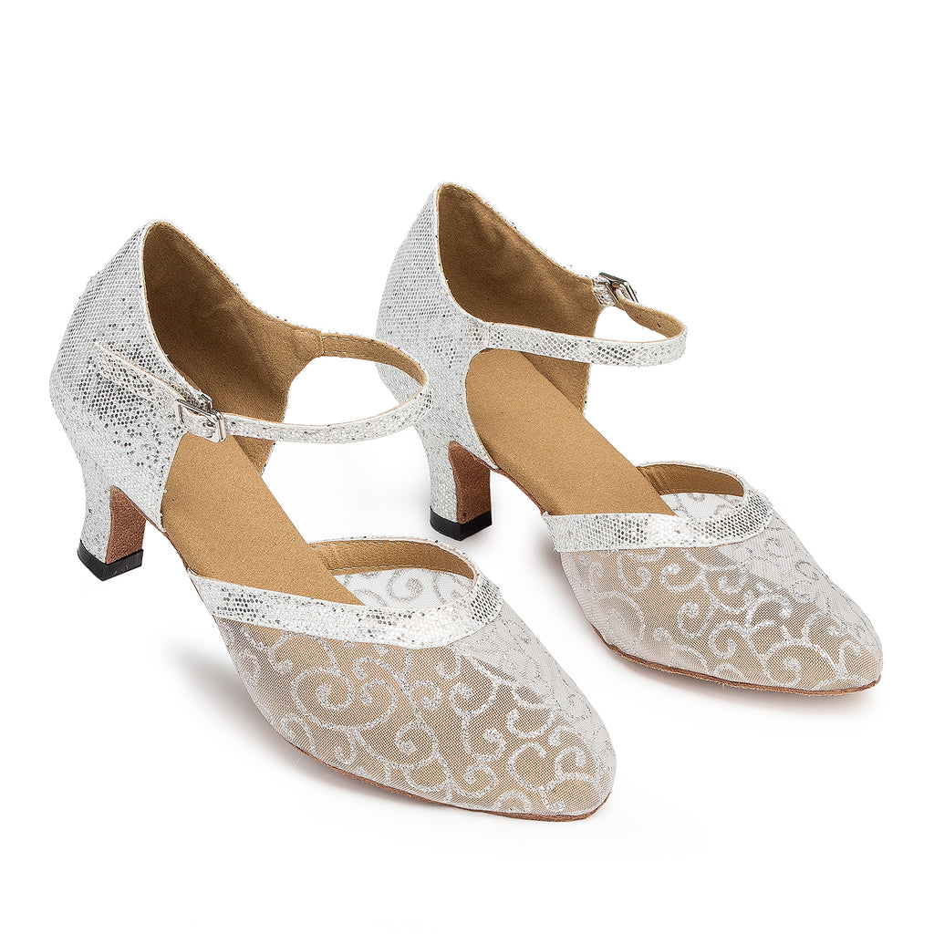 Silver Modern Dance Shoes | Transparent Latin Ballroom Dance Shoes | Salsa Shoes | Danceshoesmart
