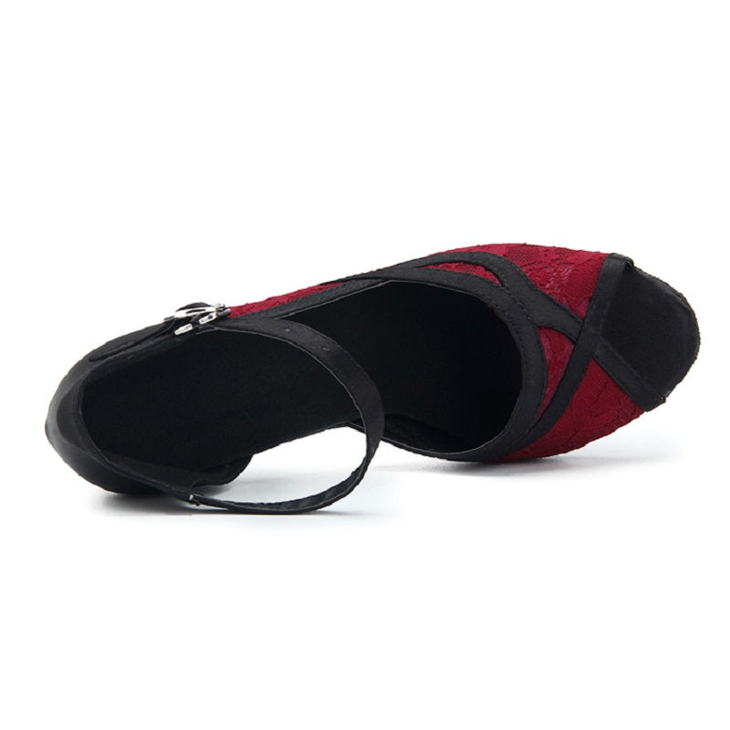 <transcy>Кружевные атласные танцевальные туфли | Красные туфли для бальных танцев | Туфли для латинских танцев сальсы | Danceshoesmart</transcy>