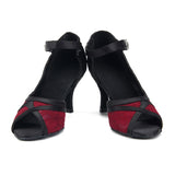 Lace Satin Dance Shoes |  Red Ballroom Dance Shoes | Latin Salsa Dance Shoes | Danceshoesmart