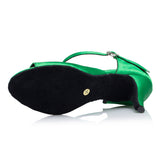 Green Female Dance Shoes | Satin Women Ballroom Dance Shoes | Indoor | Danceshoesmart