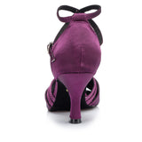 Satin Latin Dance Shoes For Women | Knot Purple Green Salsa Shoes | Ballroom Dance Shoes | Danceshoesmart