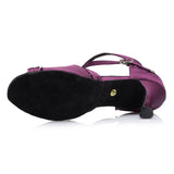 Satin Latin Dance Shoes For Women | Knot Purple Green Salsa Shoes | Ballroom Dance Shoes | Danceshoesmart