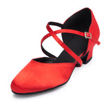 <transcy>Zapatos rojos de danza moderna | Zapatos de baile latino de satén para mujer | Zapatos de salsa de interior | Danceshoesmart</transcy>