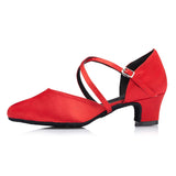 <transcy>Zapatos rojos de danza moderna | Zapatos de baile latino de satén para mujer | Zapatos de salsa de interior | Danceshoesmart</transcy>