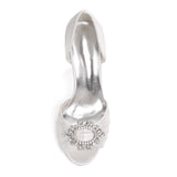 Rhinestone Buckle Pumps For Women Bride Wedding 8.5cm Stiletto Heel Peep Toe Sandals