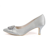 Women Bridal Wedding Shoes Satin Rhinestone Crystal Pumps Stiletto High Heel