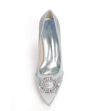 Women Bridal Wedding Shoes Satin Rhinestone Crystal Pumps Stiletto High Heel