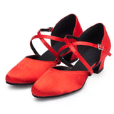 <transcy>Zapatos rojos de danza moderna | Zapatos de baile latino de satén para mujer | Zapatos de salsa de interior | Danceshoesmart</transcy>