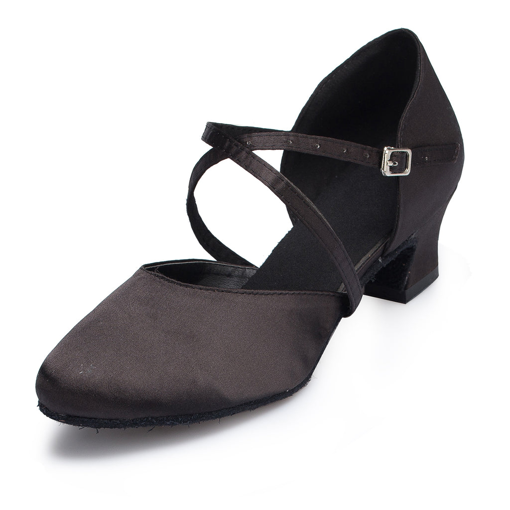 Satin Women's Dance Shoes | Customized Latin Ballroom Dance Shoes | Black | Danceshoesmart