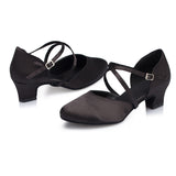 Satin Women's Dance Shoes | Customized Latin Ballroom Dance Shoes | Black | Danceshoesmart