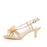 Women Pumps Satin Flower 6cm High Heel Shoes For Wedding Party