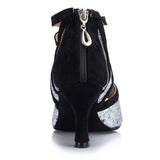 Glitter Latin Dance Shoes | Silver Female Ballroom Dance Shoes | Salsa Shoes | Danceshoesmart