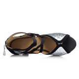 Glitter Latin Dance Shoes | Silver Female Ballroom Dance Shoes | Salsa Shoes | Danceshoesmart