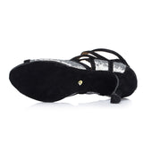 Glitter Latin Dance Shoes | Silver Female Ballroom Dance Shoes | Salsa Shoes | Danceshoesmart