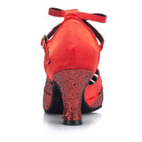 Sequined Women Latin Dance Shoes | Red Ballroom Salsa Shoes | High Quality | Danceshoesmart