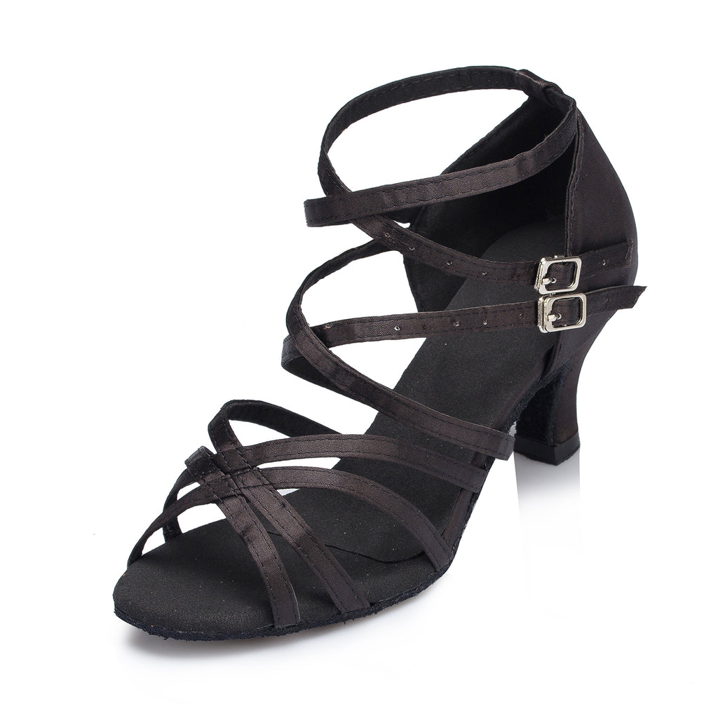 Latin Ballroom Dance Shoes | Women's Salsa Shoes | Black Bandage Tango Shoes | Danceshoesmart