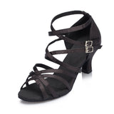 <transcy>Zapatos de baile de salón latino | Zapatos de salsa para mujer | Zapatos negros de tango con vendaje | Danceshoesmart</transcy>