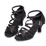 <transcy>Zapatos de baile de salón latino | Zapatos de salsa para mujer | Zapatos negros de tango con vendaje | Danceshoesmart</transcy>